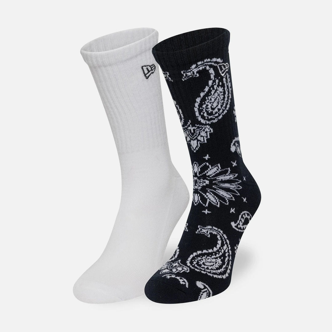 New Era Paisley Multi 2 Pack Crew Socks white-black - Shop-Tetuan