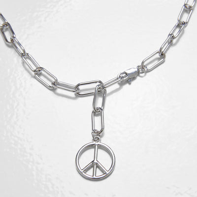 Urban Classics Y Chain Peace Pendant necklace silver - Shop-Tetuan