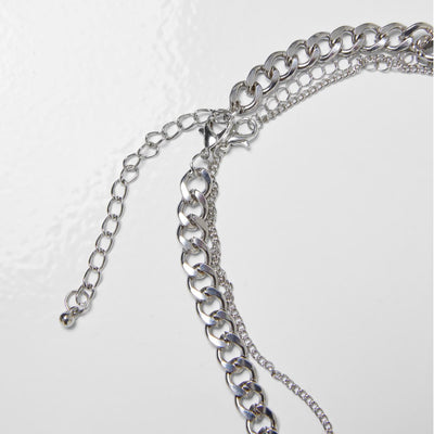 Urban Classics Peace Bead Layering necklace 2-Pack silver