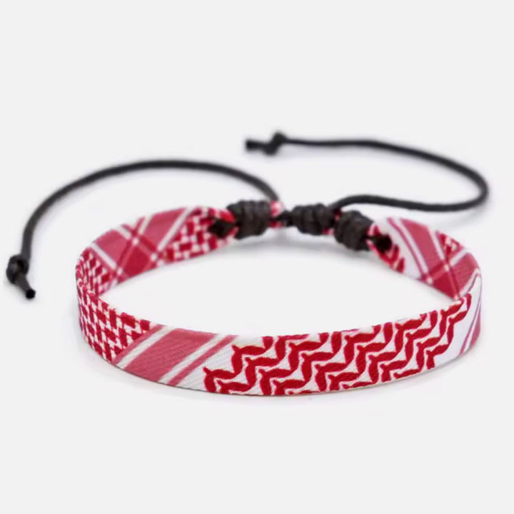 Arabic Scarf Style Woven Bracelet red