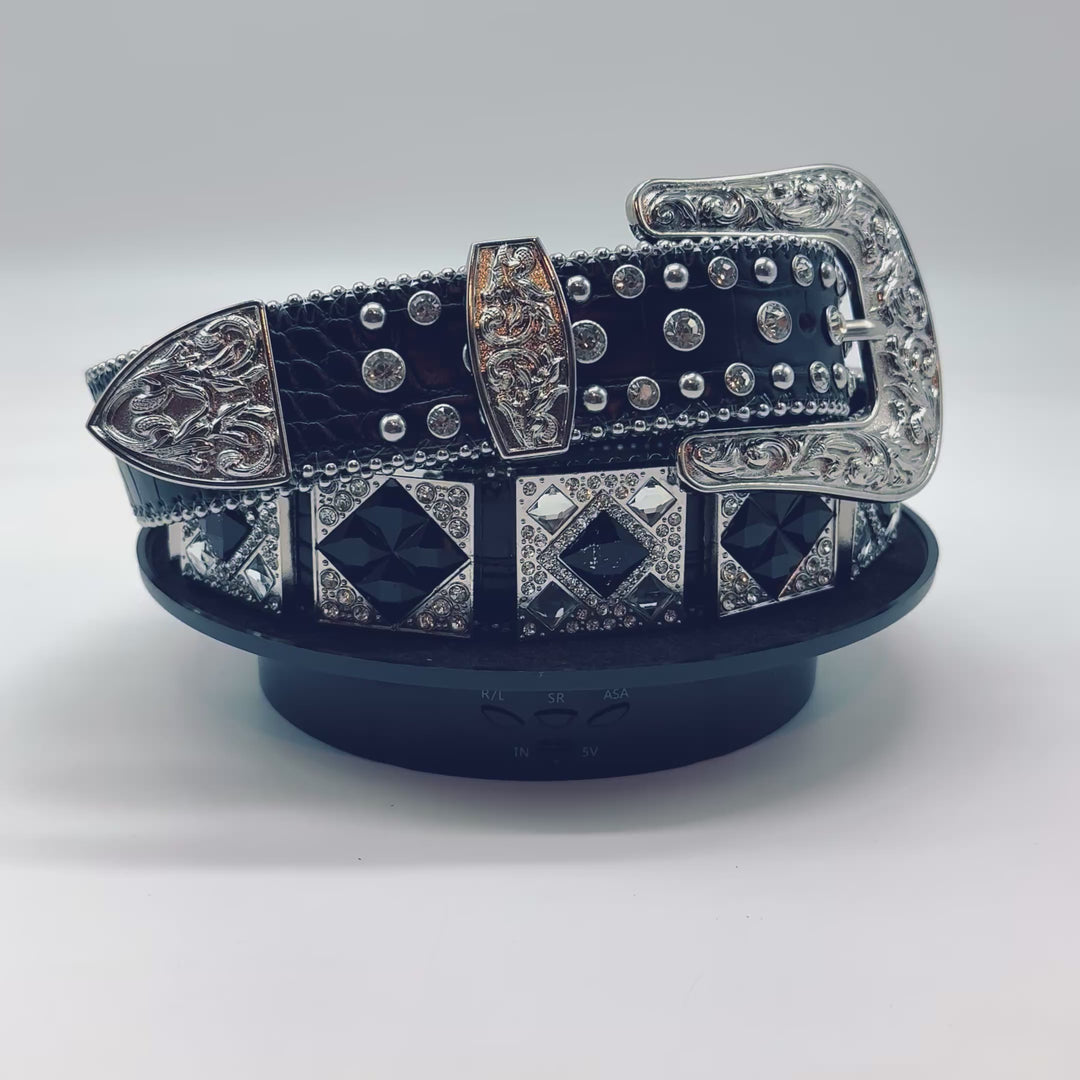 Diamond Studded Rhinestone Belt black/clear/black