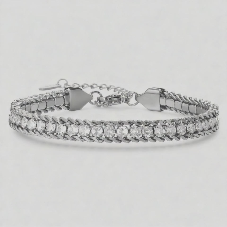 Three-Layer Bracelet With Zircon steel