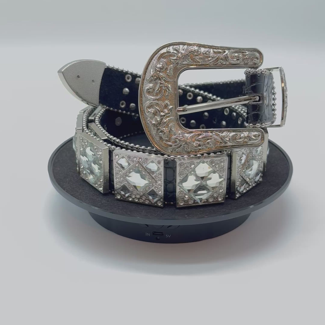 Diamond Studded Rhinestone Belt black/clear