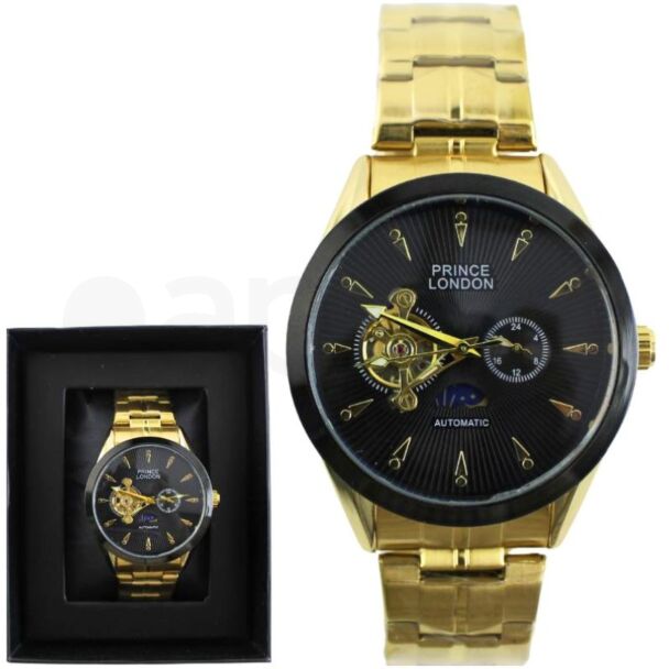Prince London Automatic Watch (D2) with Metal Bracelet gold/black