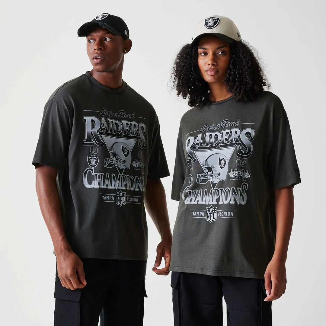 New Era NFL Washed Super Bowl Oversized Tee LV Raiders Grey - Shop-Tetuan