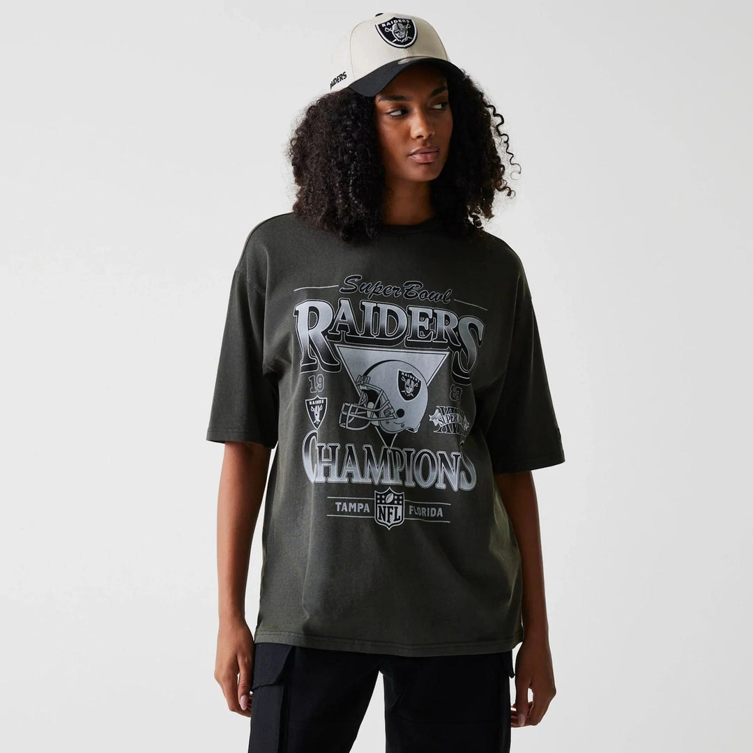New Era NFL Washed Super Bowl Oversized Tee LV Raiders Grey - Shop-Tetuan