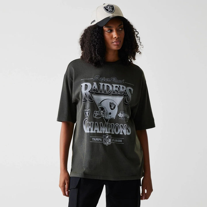New Era NFL Washed Super Bowl Oversized Tee LV Raiders Grey - Shop-Tetuan