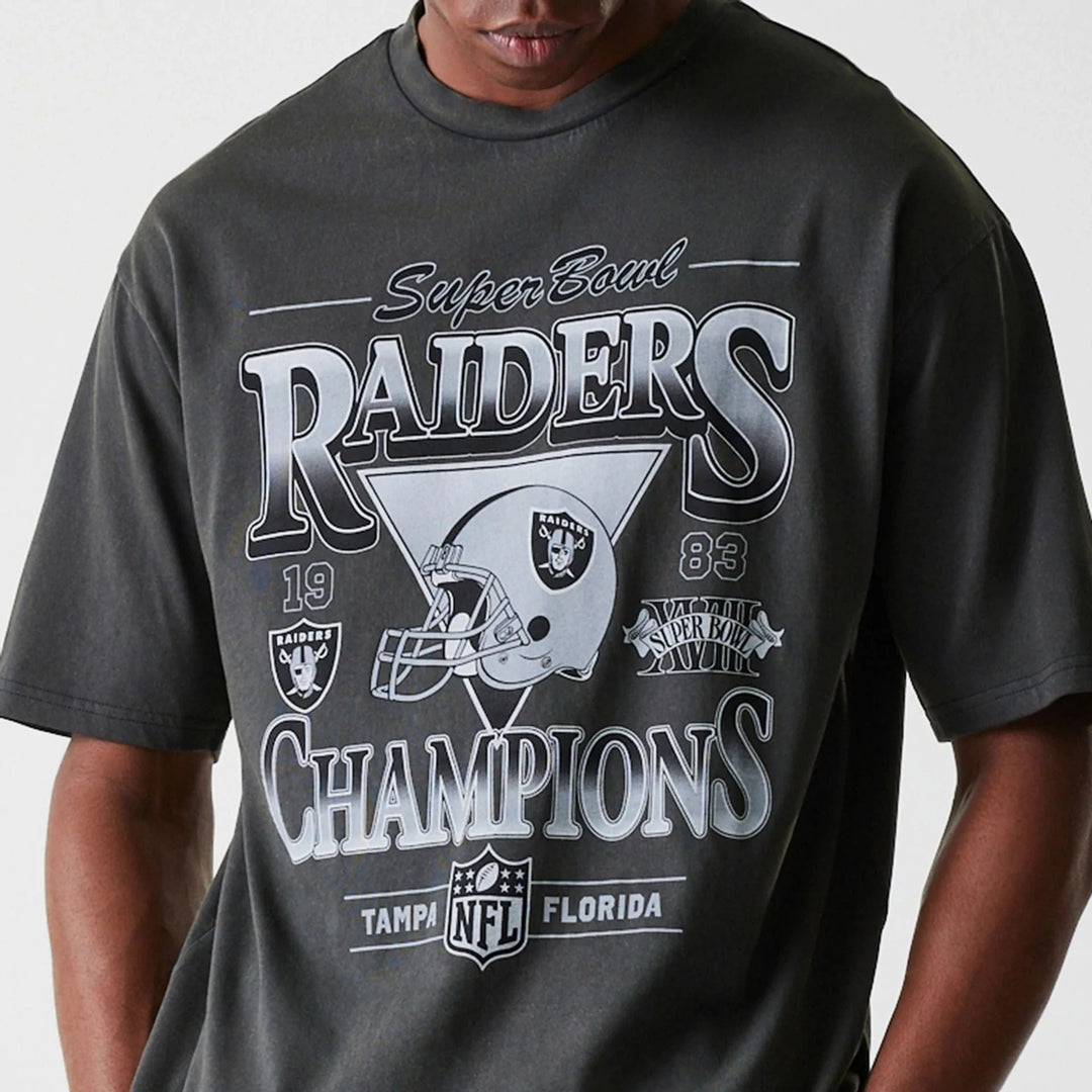 New Era NFL Washed Super Bowl Oversized Tee LV Raiders Grey - Shop-Tetuan