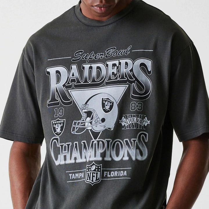 New Era NFL Washed Super Bowl Oversized Tee LV Raiders Grey - Shop-Tetuan