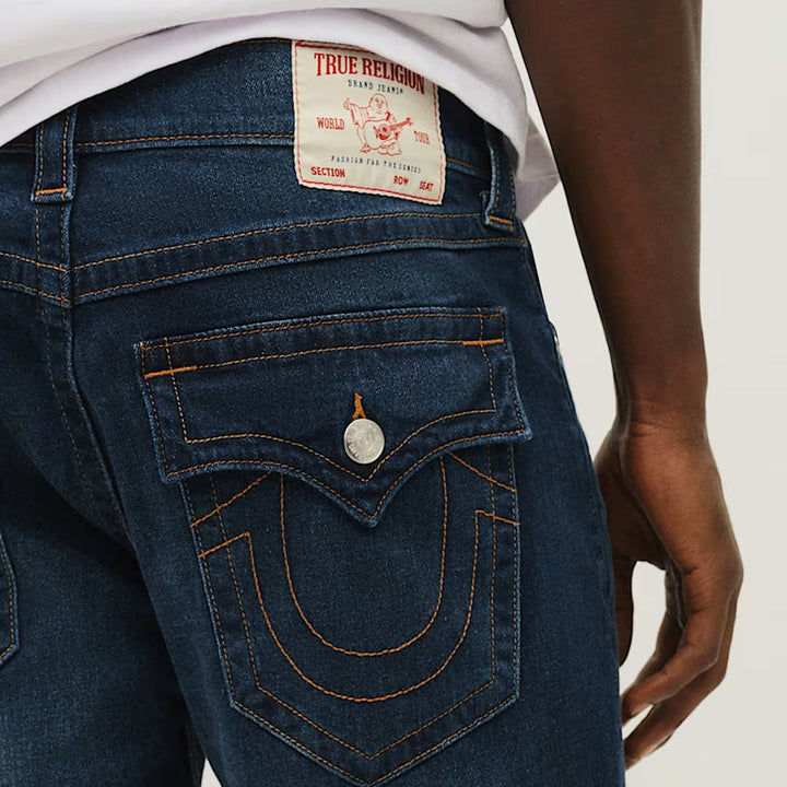 True Religion Ricky Flap Straight Jean 34" damon dark wash