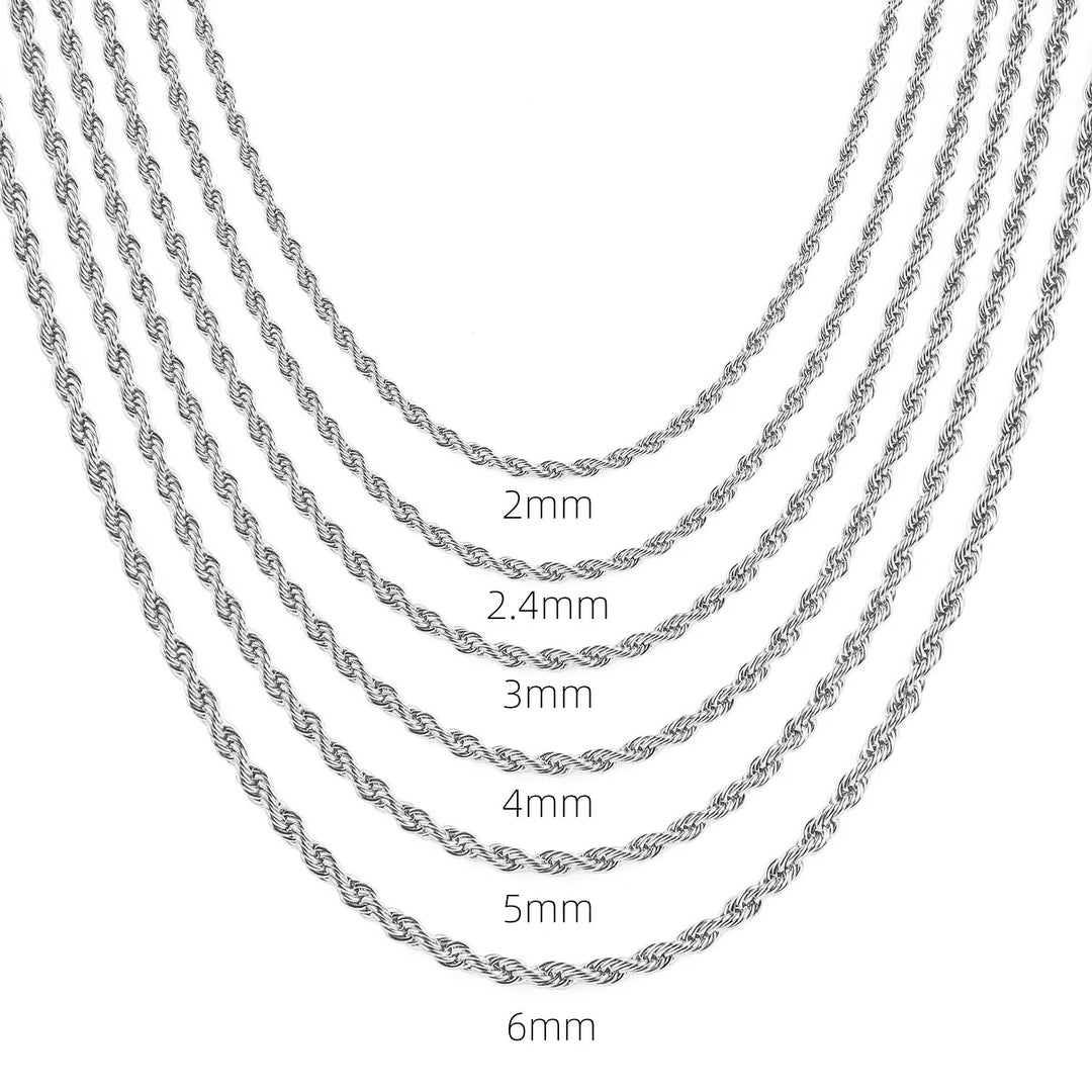 Twisted Rope Chain Necklace 60cm x 4mm steel - Shop-Tetuan