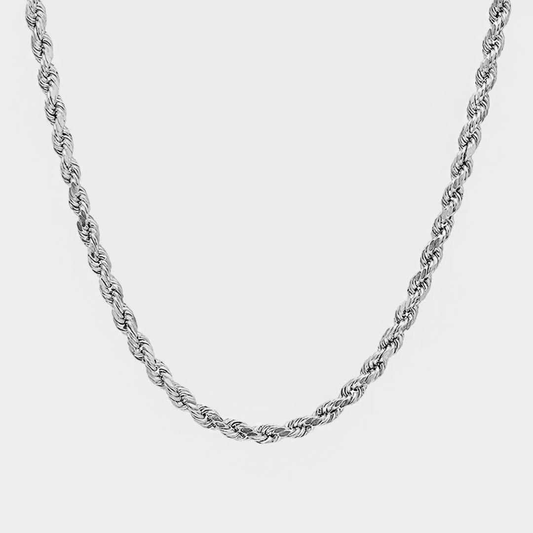 Twisted Rope Chain Necklace 60cm x 4mm steel - Shop-Tetuan