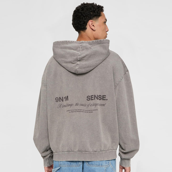 9N1M Sense Change Acid Washed Hoodie asphalt