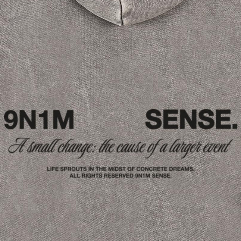 9N1M Sense Change Acid Washed Hoodie asphalt