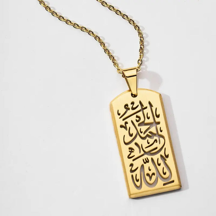 Shahada Chain Pendant Necklace steel/gold - Shop-Tetuan