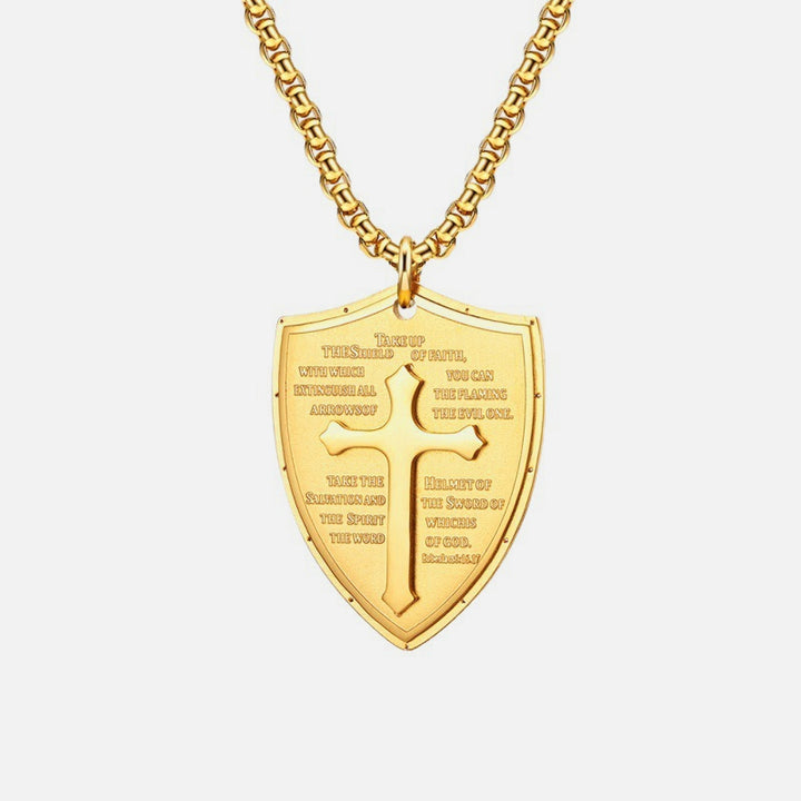 Shield Cross Chain Pendant Necklace gold
