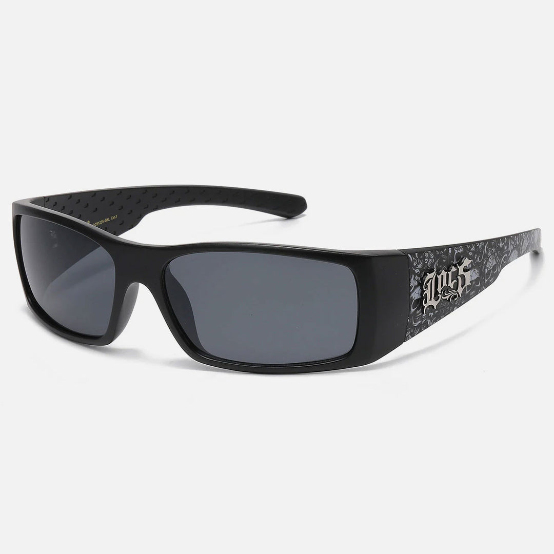 Locs Skull Print Wrap Around Sunglasses matt black - Shop-Tetuan