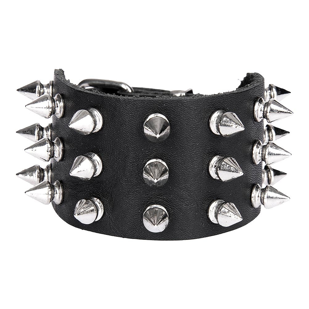 3 Row Spiked Leather Wristband black (Kopio)
