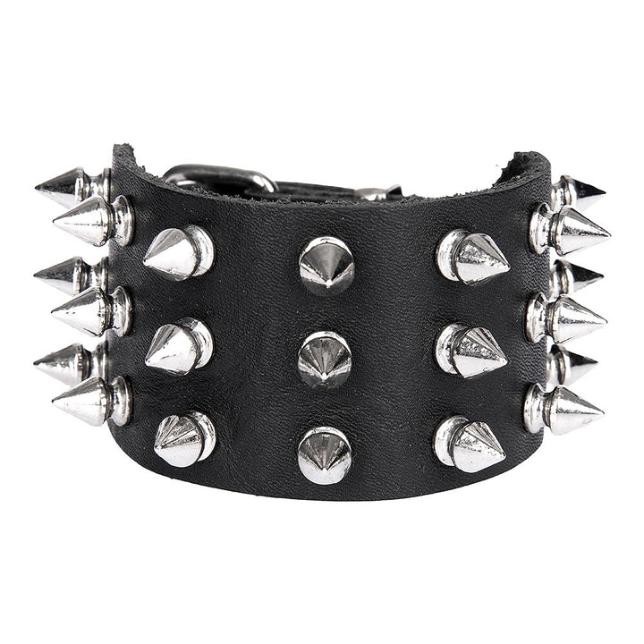 3 Row Spiked Leather Wristband black (Kopio)