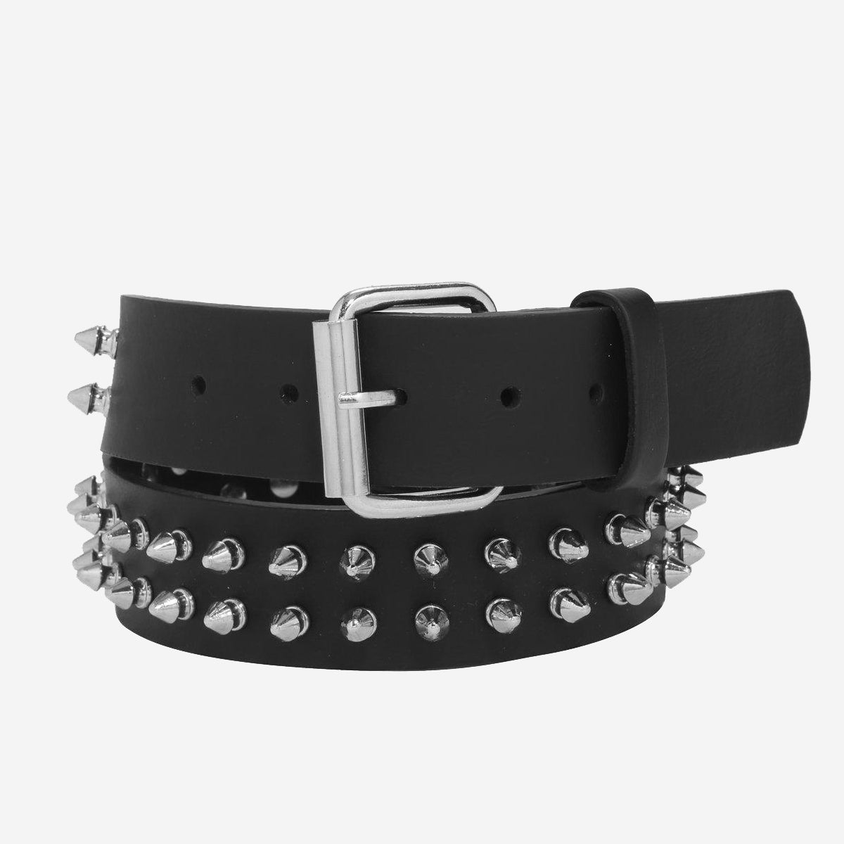 Spiked Studded Leather belt 2 row black - Shop-Tetuan