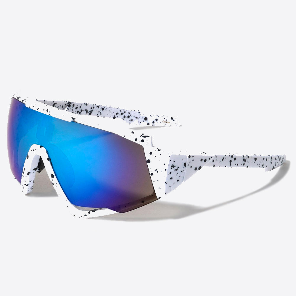 Shield Paint Splatter Sunglasses white - Shop-Tetuan