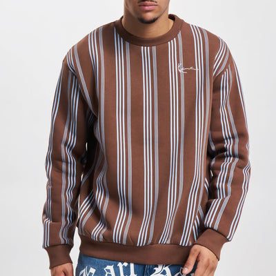 Karl Kani Small Signature Striped Crew brown/light blue