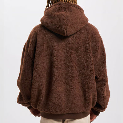 Karl Kani Varsity Teddy Full Zip Hoodie brown