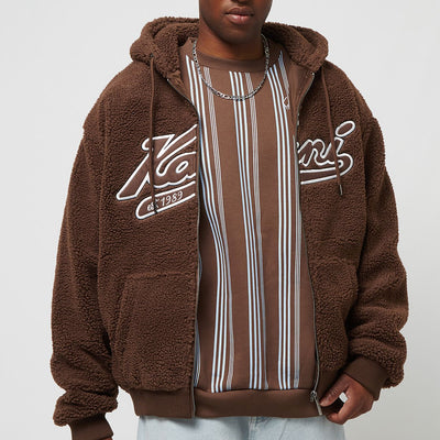 Karl Kani Varsity Teddy Full Zip Hoodie brown