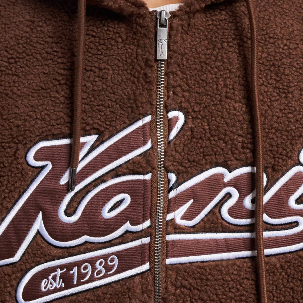 Karl Kani Varsity Teddy Full Zip Hoodie brown