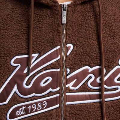 Karl Kani Varsity Teddy Full Zip Hoodie brown