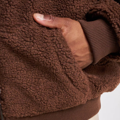 Karl Kani Varsity Teddy Full Zip Hoodie brown
