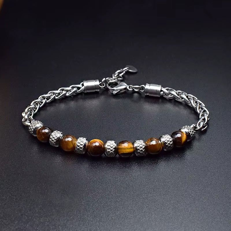 Steel Bead Bracelet Tiger Eye - Shop-Tetuan