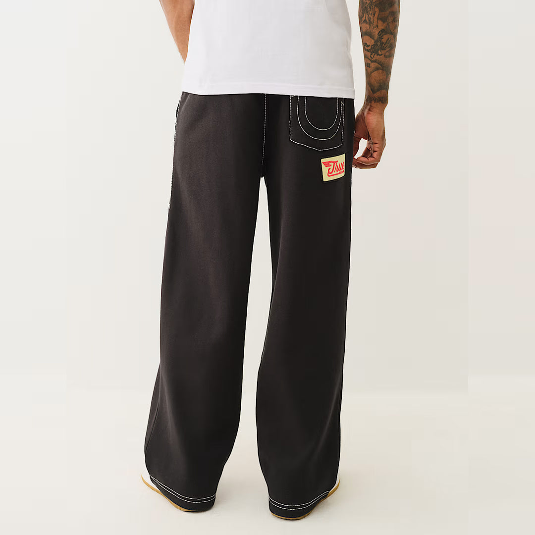True Religion Big T Patch Baggy Sweatpants jet black - Shop-Tetuan