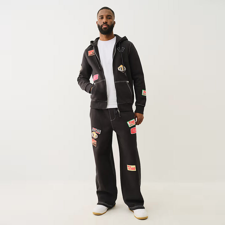 True Religion Big T Patch Baggy Sweatpants jet black - Shop-Tetuan
