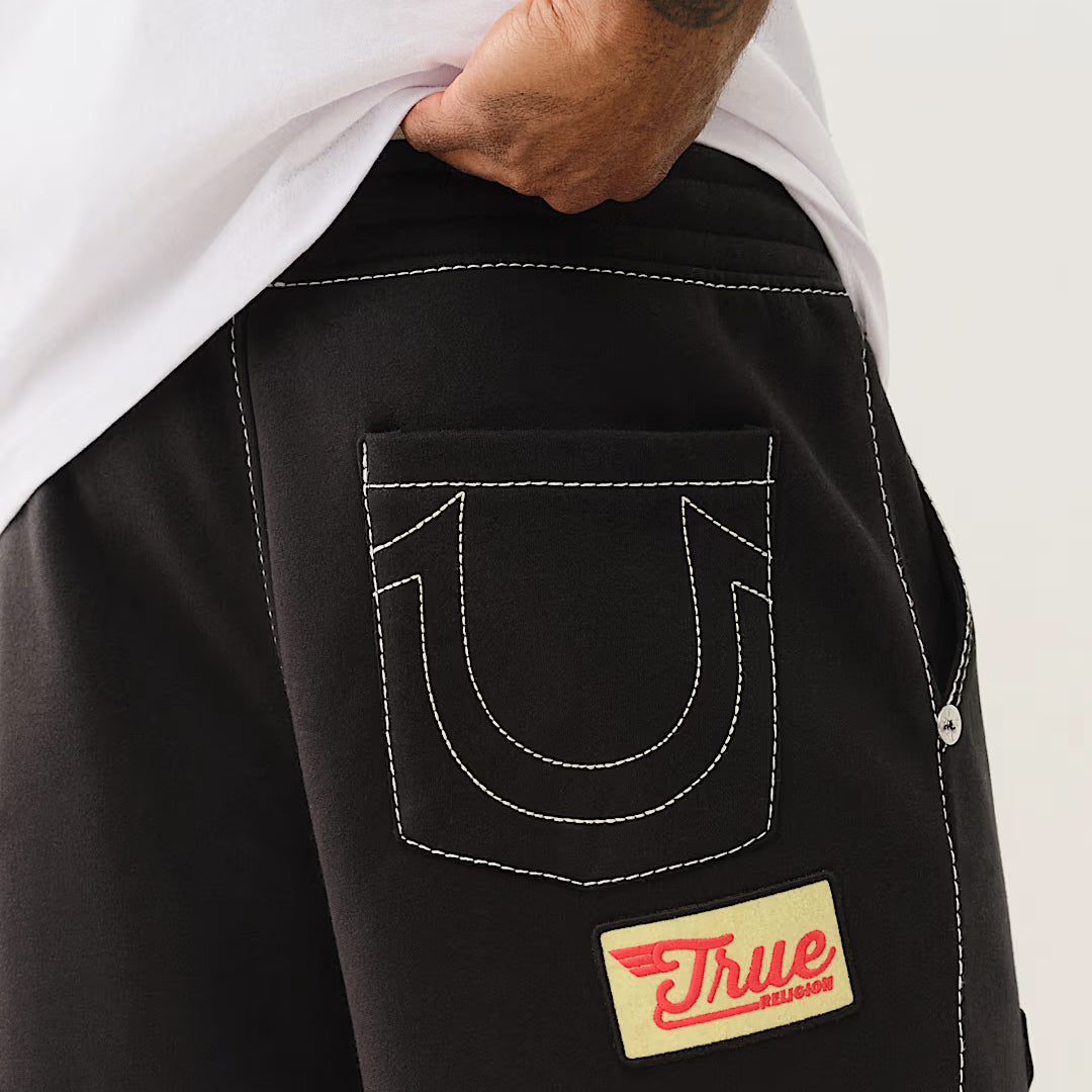 True Religion Big T Patch Baggy Sweatpants jet black - Shop-Tetuan