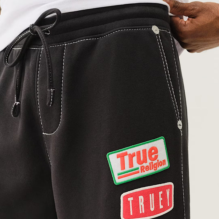 True Religion Big T Patch Baggy Sweatpants jet black - Shop-Tetuan