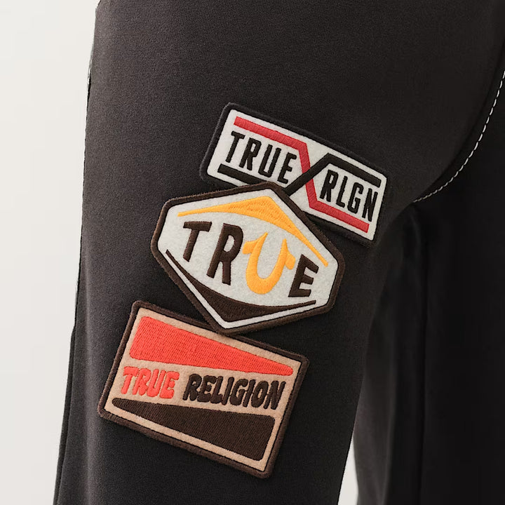 True Religion Big T Patch Baggy Sweatpants jet black - Shop-Tetuan