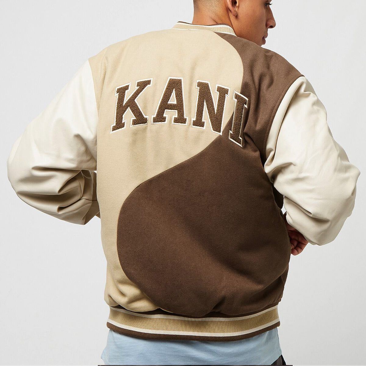 Karl Kani Retro Patch Wavy Block College Jacket brown/sand/off white - Shop-Tetuan