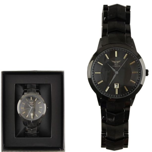 NY London Round Metal Bracelet Watch gun/black - Shop-Tetuan