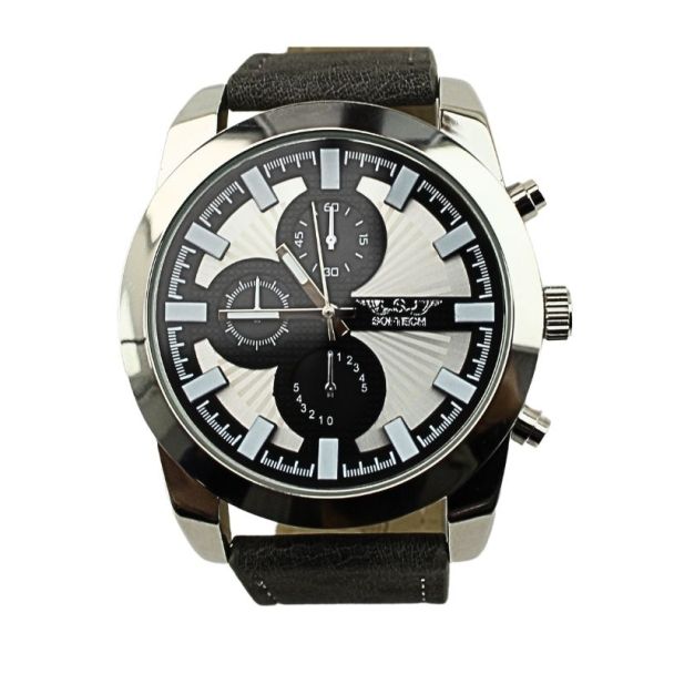 Softech Round Leather Strap Watch grey/silver