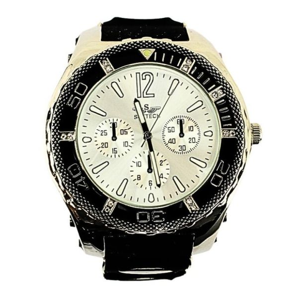 Softech Round Silicone Strap Watch black/silver - Shop-Tetuan