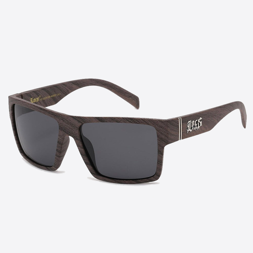 Locs Polarized Wood Print Sunglasses brown - Shop-Tetuan