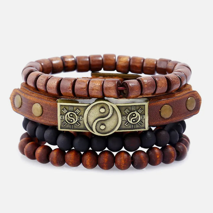 Yin And Yang Multi-layer Leather Bracelet Set