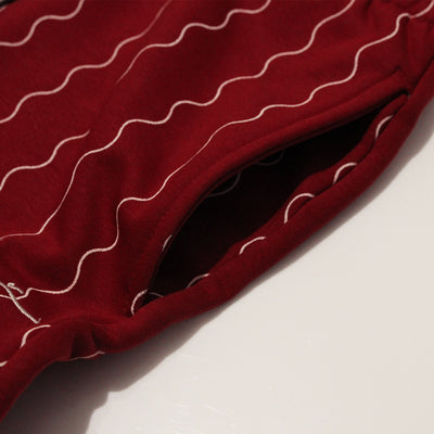 Karl Kani Small Signature Ziczac Pinstripe relaxed fit sweatpants dark red/off white - Shop-Tetuan