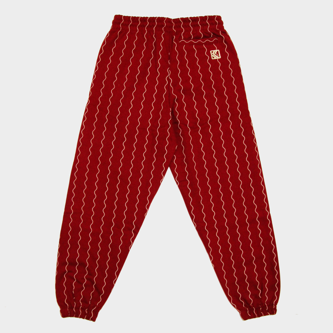 Karl Kani Small Signature Ziczac Pinstripe relaxed fit sweatpants dark red/off white - Shop-Tetuan
