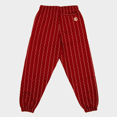 Karl Kani Small Signature Ziczac Pinstripe relaxed fit sweatpants dark red/off white - Shop-Tetuan