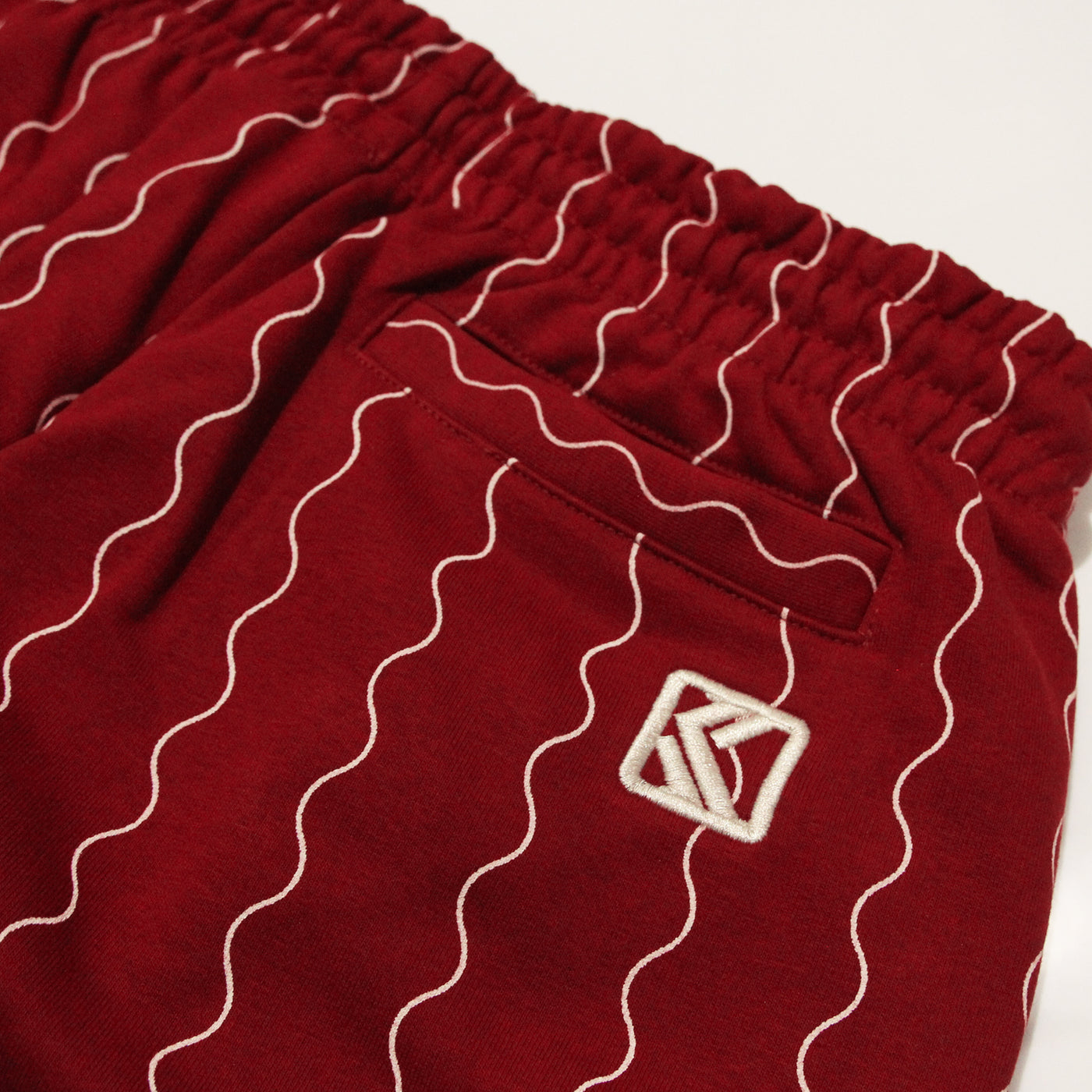 Karl Kani Small Signature Ziczac Pinstripe relaxed fit sweatpants dark red/off white - Shop-Tetuan