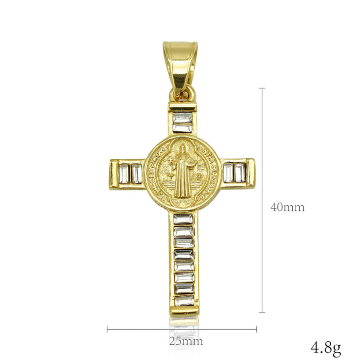 Square Zirconium Cross Chain Pendant Necklace gold