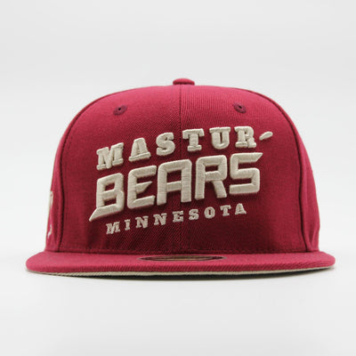 Naughty League Minnesota Masturbears Text Logo snapback burgundy - Shop-Tetuan