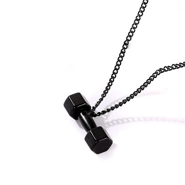 Dumbbell Necklace steel/black - Shop-Tetuan